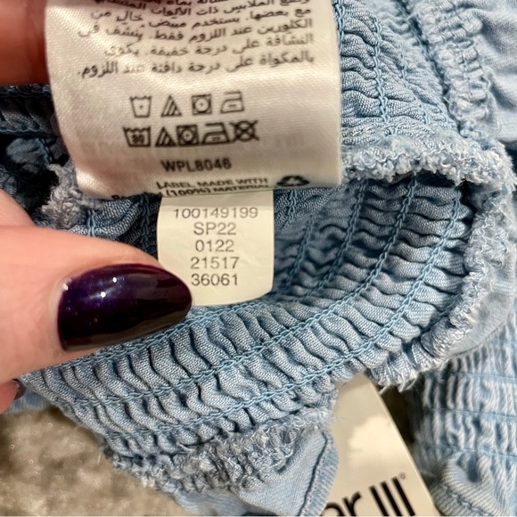 NWT Bar III Blue Smocked Crop Top - Picture 9 of 14